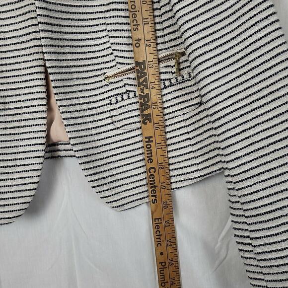 Loft Womens White Black Striped Long Sleeve Open Front Cardigan Sweater‎ Size 6P - Picture 8 of 9